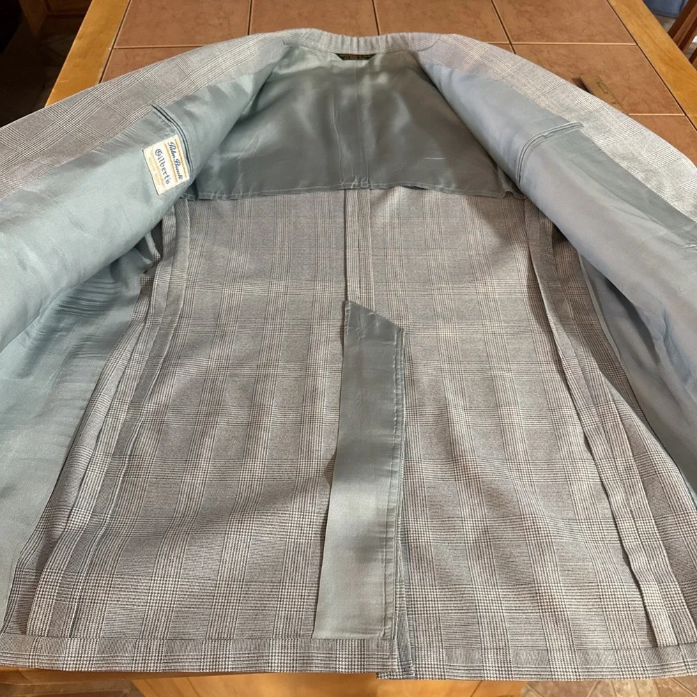 True Vintage Palm Beach Blue Plaid Men's 3pc Suit 42L 38x33 USA Made Jacket Vest